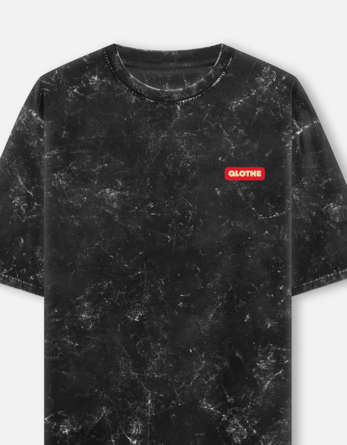 Qlothe men acid washed Black oversized tshirt
