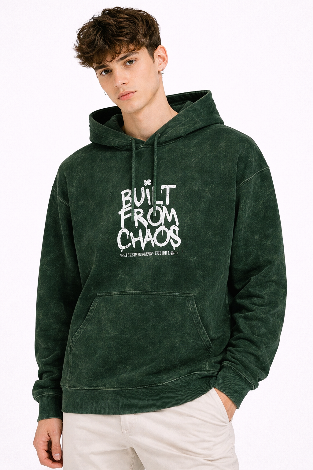 Qlothe Mens Acid Washed Hoodie